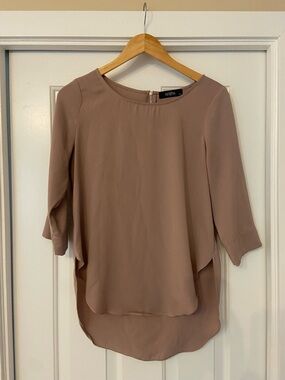 Worthington Mauve-Taupe Layered High-Low Blouse